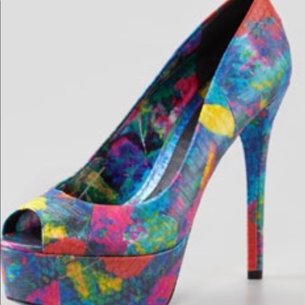 Brian Atwood Colorful Snakeskin Pumps